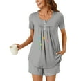 thumbnail image 1 of Asgosdo Pajama Sets for Women Lounge Set Short Sleeve Tops and Shorts Soft Sleepwear, 1 of 5