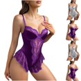 thumbnail image 1 of uublik Pajamas Woman Valentine's Day Bodysuit V Neck Nightgown Nightwear Sleepwear Purple, 1 of 4