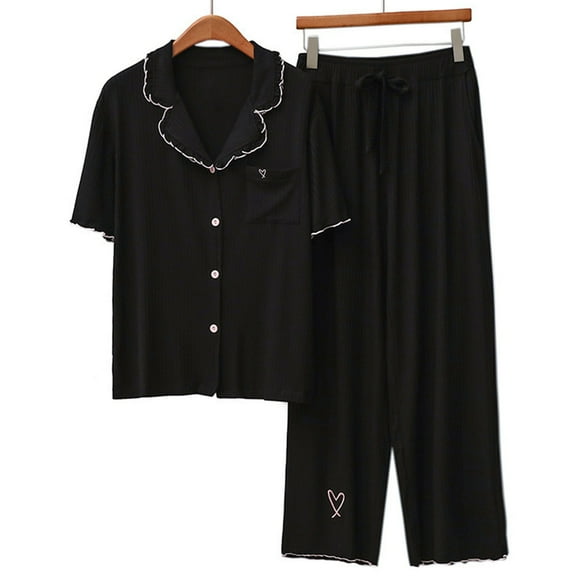 uublik Pajamas for Women Short Sleeve Button Down Sleepwear Nightwear Soft Pjs Lounge Sets