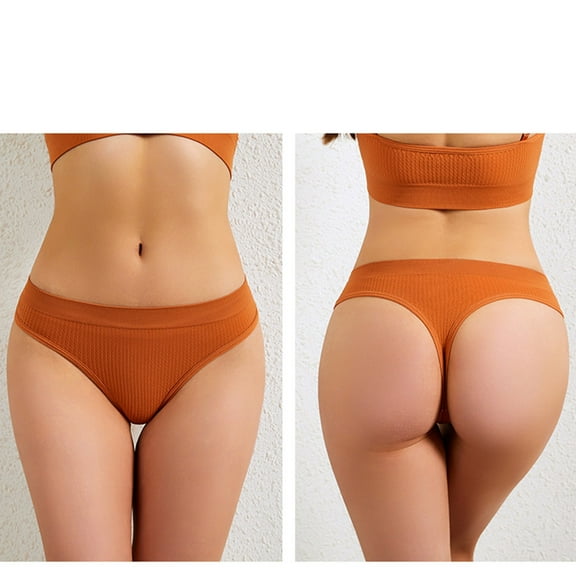 uublik Panties for Women Yellow No Show Thong Underwear Stretch Breathable Low Rise Panties