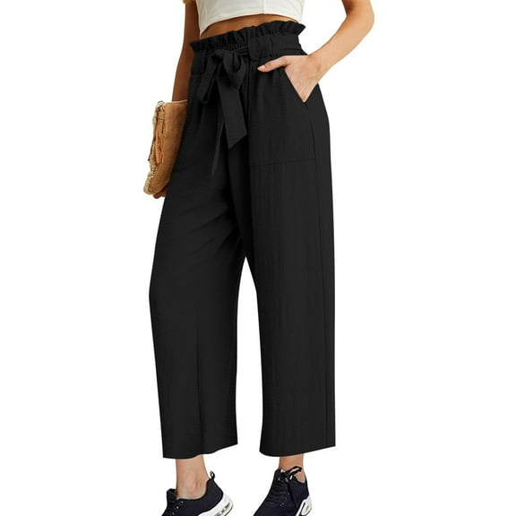 uublik Pants Women Black High Waist Loose Sweatpants Casual Lounge Yoga Workout Palazzo