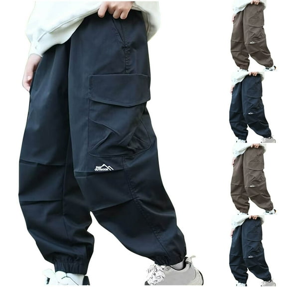 uublik Pants for Boys Size 6-16 Fleece Lined Sweatpants Casual Trendy Workout Sweat Pants Fall Winter Workout Trousers Black