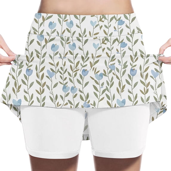 uublik Pleated Skirt for Girls Light Blue Tennis Skirts Golf Skort Athletic Dance Running School Sport Skirts with Shorts Size 2T-12