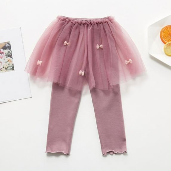 uublik Pleated Skirt for Girls Purple Kids Clothes Ruffle Tutu Leggings with Skirt Size 1T-10