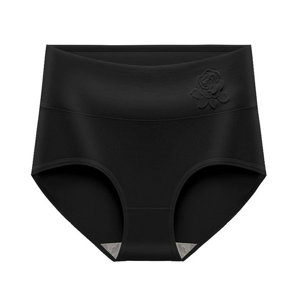 uublik Plus Size Panties for Women Black Full Coverage No Show High Waisted Seamless Ladies Panties
