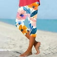 thumbnail image 1 of uublik Plus Size Womens Capris Floral Print Stretchy Cozy Cropped Pants Lightweight Soft Lounge Pajamas Slim Fit Pants Multicolor XXL, 1 of 5