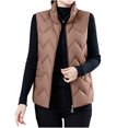 thumbnail image 1 of uublik Puffer Vest Women Coffee Lightweight Quilted Sleeveless Stand Collar Zip Up Winter Jackets, 1 of 5