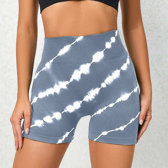 uublik Pull On Bermuda Shorts for Women Tie Dyed Butt Lift Seamless Gym Shorts for Women Blue M