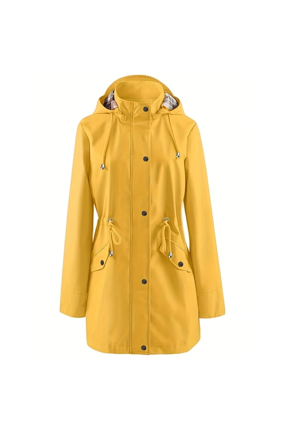 Rain Jacket Women Long Rain Jacket Active Outdoor Hooded Raincoat Yellow Clothes