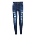thumbnail image 1 of uublik Ripped Jeans for Boys Girls Pull on Basic Stretch Skinny Denim Jeans Dark Blue, Size 3-14, 1 of 4