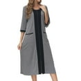thumbnail image 1 of uublik Robe for Women 3/4 Sleeve Sleepwear Soft Loungewear with Pockets Gray, 1 of 5