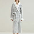 thumbnail image 1 of uublik Robe for Women Flannel Robes Casual Long Sleeves Robes Winter Woman Bathrobe Nightwear Gray, 1 of 5
