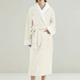 thumbnail image 1 of uublik Robes for Women Flannel Robes Casual Long Sleeves Robes Winter Woman Bathrobe Nightwear Beige, 1 of 5
