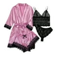 thumbnail image 1 of uublik Robes for Women Satin Pjs Sets 4Pcs Lace Cami Panties Shorts Sleepwear Summer Cute Loungewear Purple, 1 of 5