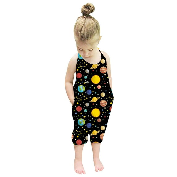uublik Rompers for Baby Girls Sleeveless Summer Romper Jumpsuit Playsuit Clothes Black, Size 1T-6