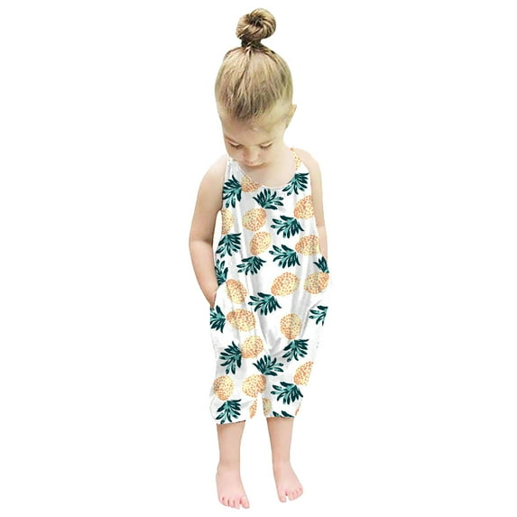 uublik Rompers for Baby Girls Sleeveless Summer Romper Jumpsuit Playsuit Clothes White, Size 1T-6