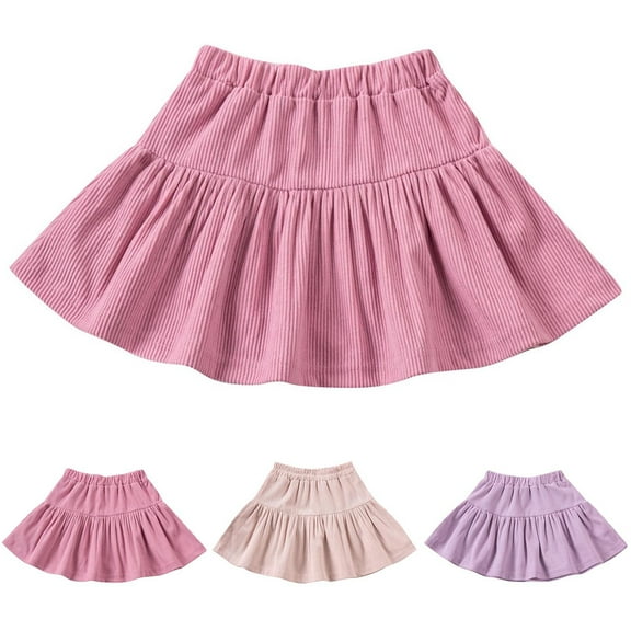 uublik Ruffle Skirt Girls Pink Mini Skirts High Elastic Waisted Tiered Ruffle Skirt Size 1T-7