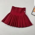 thumbnail image 1 of uublik Ruffle Skirt Girls Red Pleated Skirts School Kids Casual Midi Flare A Line Uniform Skorts Skirt Size 2T-8, 1 of 3