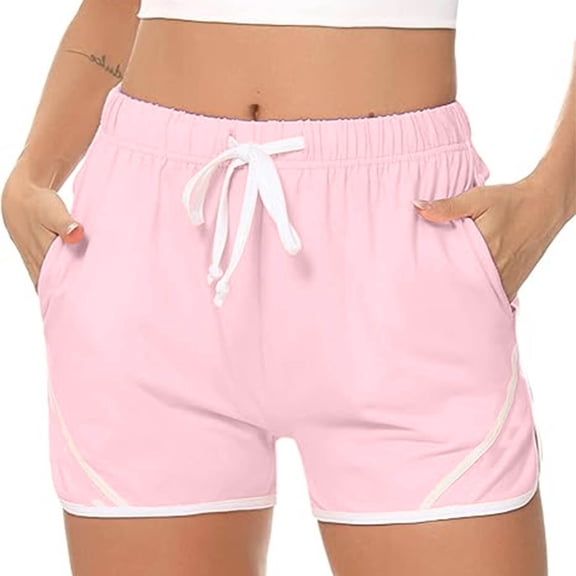 Asgosdo Running Shorts for Women Lounge Shorts Casual Comfy Drawstring High Waist Running Shorts with Pockets Pink