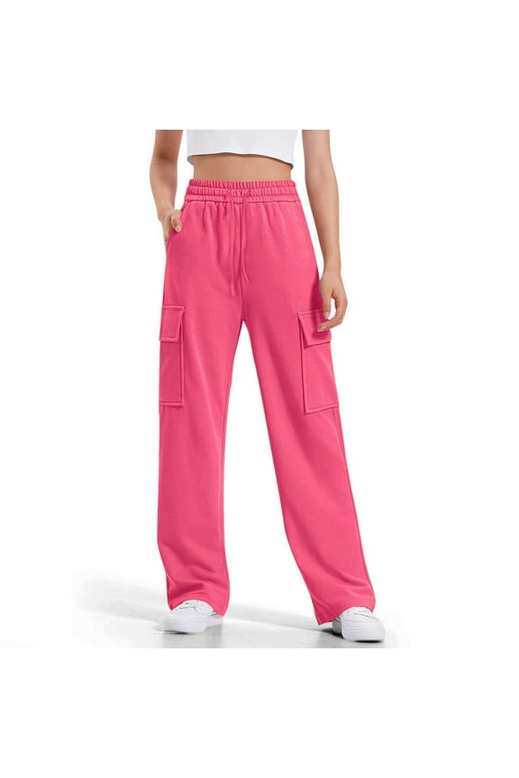 School Pants for Boys Girls Size 4T-13 Kids Cargo Pants Elastic Waist Lightweight Outdoor Jogger Pants Hot Pink