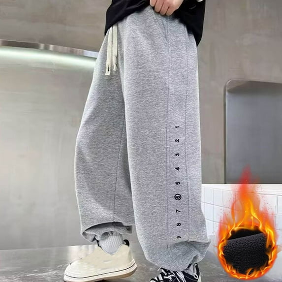 uublik School Pants for Boys Size 6-16 Fleece Lined Sweatpants Casual Trendy Workout Sweat Pants Fall Winter Workout Trousers Gray