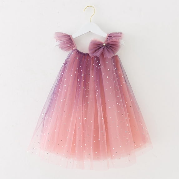 uublik Semi formal Dresses for Toddler Girls Size 1T-8 Summer Birthday Party Dress Ruffle Tiered Tulle Princess Prom Dres Purple