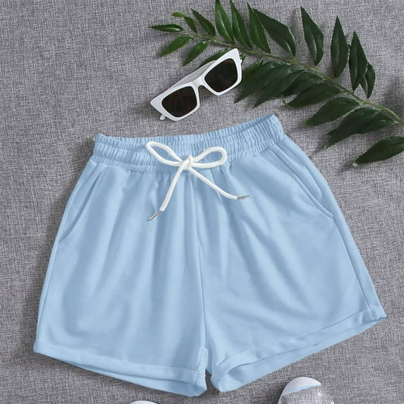 uublik Short Dress for Women Drawstring Loose with Pockets Super Soft Lounge Shorts Sky Blue