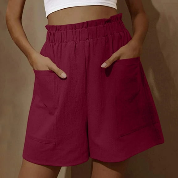 uublik Short Shorts for Women with Pockets Super Soft Shorts Jeans Wine