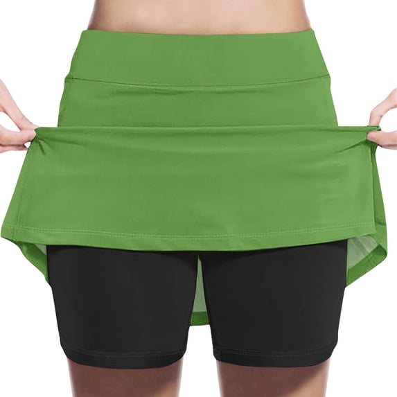 uublik Short Skirts for Girls Army Green Tennis Skirts Golf Skort Athletic Dance Running School Sport Skirts with Shorts Size 2T-12