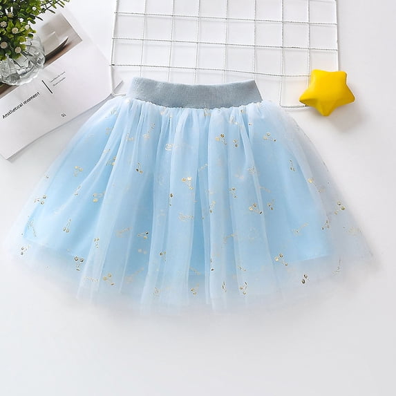 uublik Short Skirts for Girls Blue Layered Mesh Skirt Party Birthday Dance Princess Skirt Size 1T-8