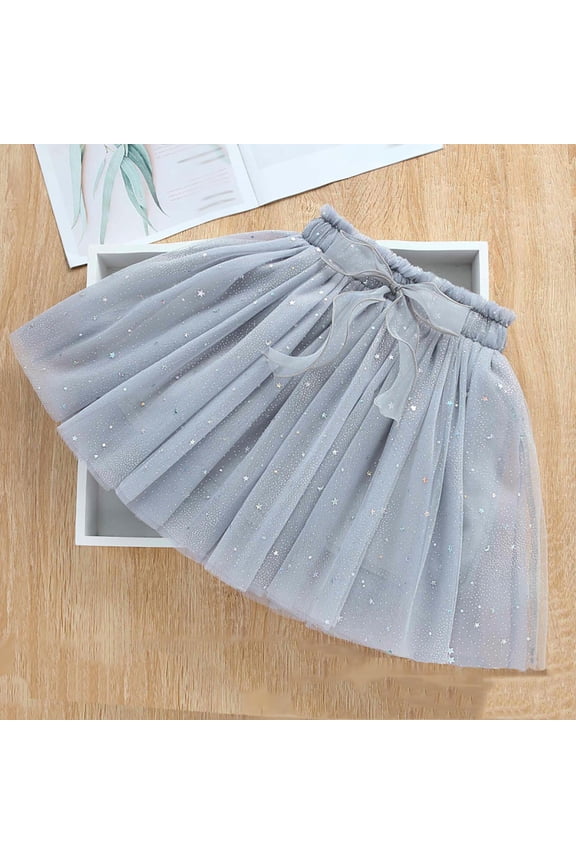 Short Skirts for Girls Gray Layered Mesh Skirt Party Birthday Dance Princess Skirt Size 2T-11
