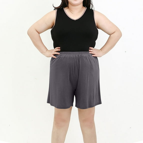 uublik Shorts Womens Elastic Waist Loose Pajama Shorts Plus Size Gym Shorts for Women Gray XXXL