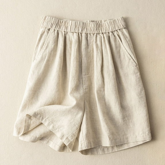 uublik Shorts for Women Casual Summer Summer Super Soft Linen with Pockets Shorts Casual Beige