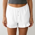 thumbnail image 1 of uublik Shorts for Women Summer Elastic Waist Ruffle Casual Lounge Wear Active Athletic Short Pants with Pockets White, 1 of 6