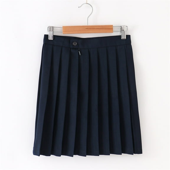 uublik Skirt for Girls Navy Pleated Skirts School Kids Casual Midi Flare A Line Uniform Skorts Skirt Size 11-18