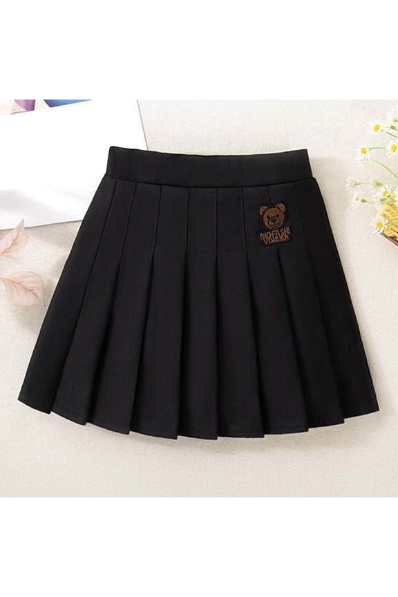 Skirts for Girls Black Pleated Skirts School Kids Casual Mini Flare A Line Uniform Skorts Skirt Size 4T-14