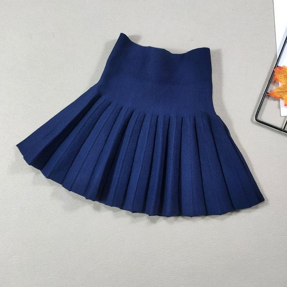 uublik Skirts for Girls Dark Blue Pleated Skirts School Kids Casual Midi Flare A Line Uniform Skorts Skirt Size 2T-8