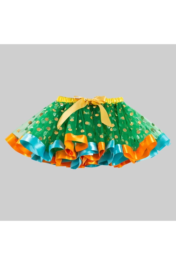 Skirts for Girls Green with Shorts Layered Tutu Skirt Dance Dress Ruffle Tiered School Size 3T-8