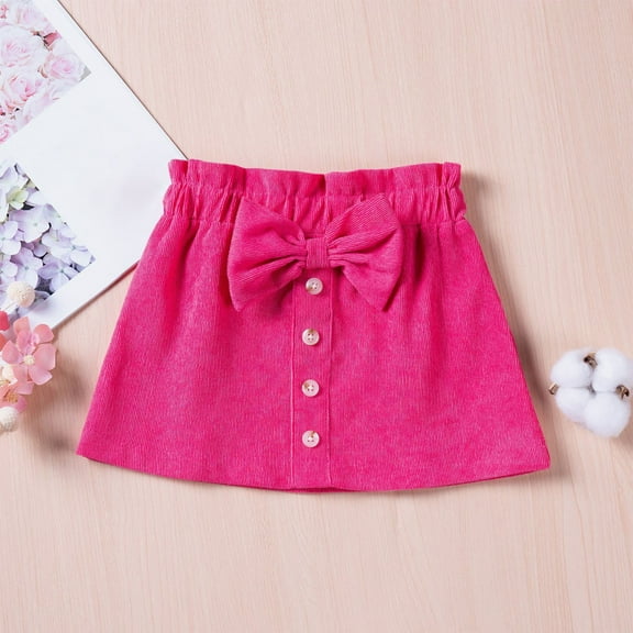 uublik Skirts for Girls Hot Pink Mini Skirts High Elastic Waisted Tiered Ruffle Skirt Size 1T-7