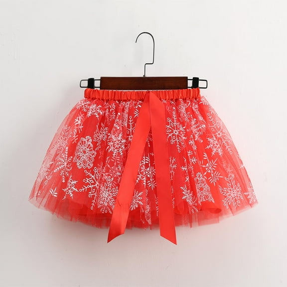 uublik Skirts for Girls Red with Shorts Layered Tutu Skirt Dance Dress Ruffle Tiered School Size 3T-8
