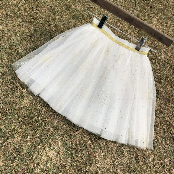 uublik Skirts for Girls White Layered Mesh Skirt Party Birthday Dance Princess Skirt Size 2T-11