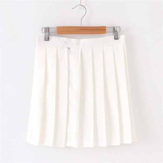 uublik Skirts for Girls White Pleated Skirts School Kids Casual Midi Flare A Line Uniform Skorts Skirt Size 11-18