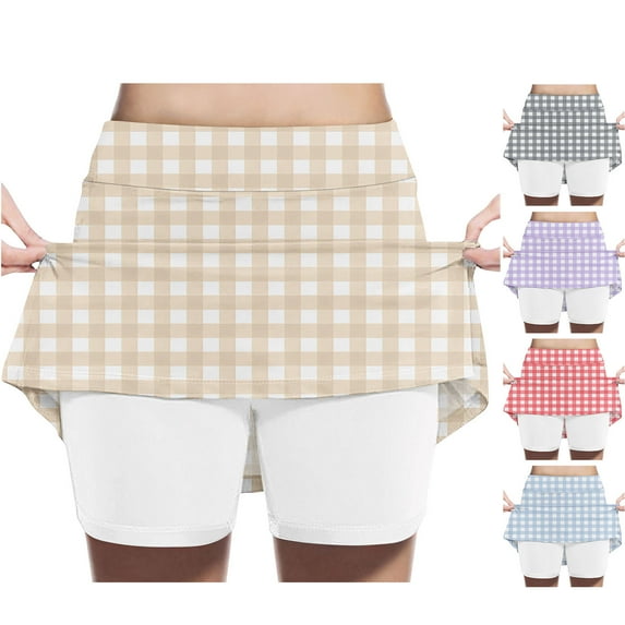 uublik Skirts for Girls Yellow Tennis Skirts Golf Skort Athletic Dance Running School Sport Skirts with Shorts Size 2T-12