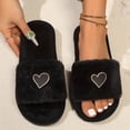thumbnail image 1 of uublik Sleepers Womens Fuzzy Slippers Indoor Home Slippers House Slippers Open-Toe Breathable Winter Indoor Slippers, Black, 1 of 5