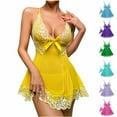 thumbnail image 1 of uublik Sleepwear Sets For Women Valentine's Day Bodysuit V Neck Nightgown Nightwear Sleepwear Yellow, 1 of 6