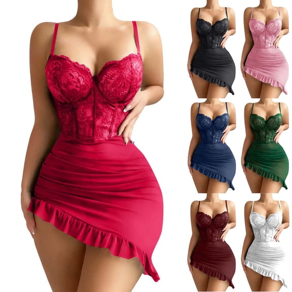 uublik Sleepwear Womens Valentine's Day Night Gowns Soft Loungewear Sleepwear Red