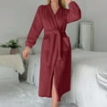thumbnail image 1 of uublik Spa Robe Women Flannel Robes Casual Hoodies Long Sleeves Robes Winter Woman Bathrobe Nightwear Wine, 1 of 6