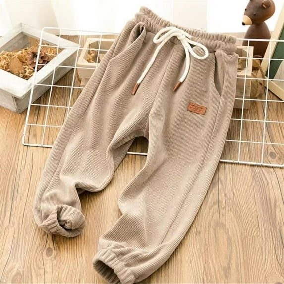 uublik Sports Pants for Boys Size 4T-13 Casual Basic Lounge Jogger Pants Elastic Waist Jogger Sport Workout Trousers Khaki