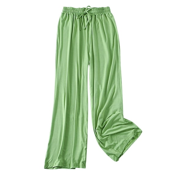 uublik Straight Leg Sweatpants for Women Green Wide Leg Palazzo Pants Casual Loose High Waisted Drawstring Pants Trousers