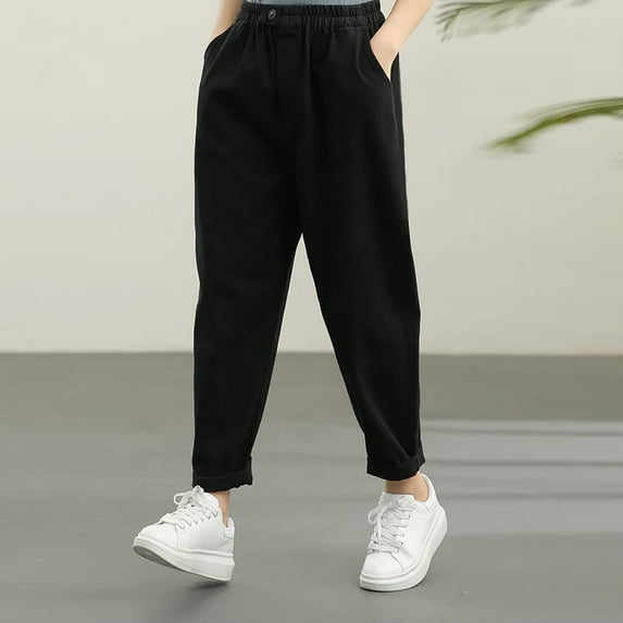 uublik Stretchy Pants for Women Black High Waist Loose Sweatpants Casual Lounge Yoga Workout Palazzo